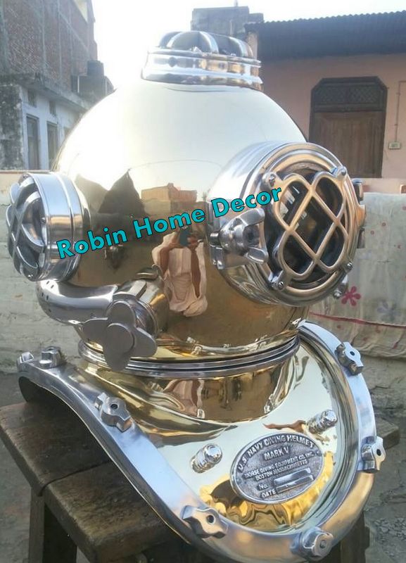 SOLID BRASS Antique Diving Divers Helmet Full Brass US Navy Mark V Full Size 18